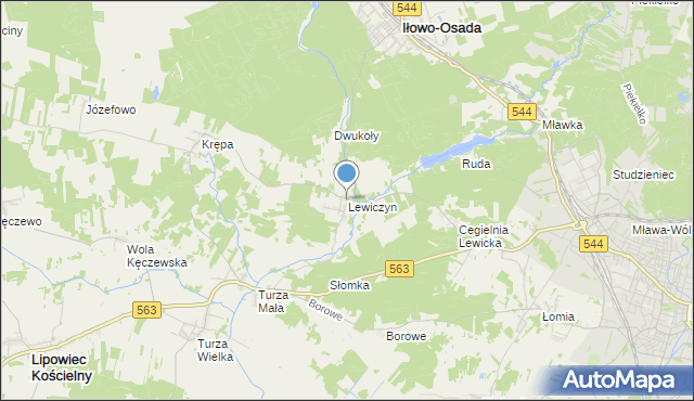 mapa Lewiczyn, Lewiczyn gmina Lipowiec Kościelny na mapie Targeo